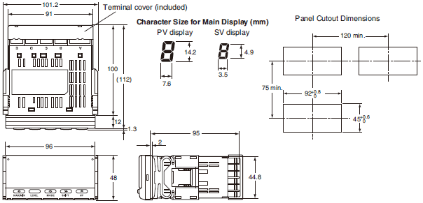K3HB-R Dimensions 1 