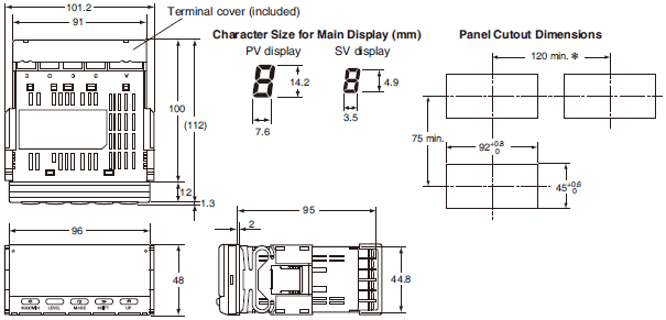 K3HB-H Dimensions 1 