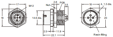 XS5[]-D Dimensions 40 