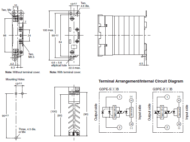 G3PE (Single-phase) Dimensions 2 