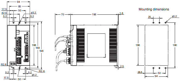 R88M-K, R88D-KN[]-ECT Dimensions 12 