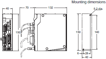 R88L-EC, R88D-KN[]-ECT-L Dimensions 3 