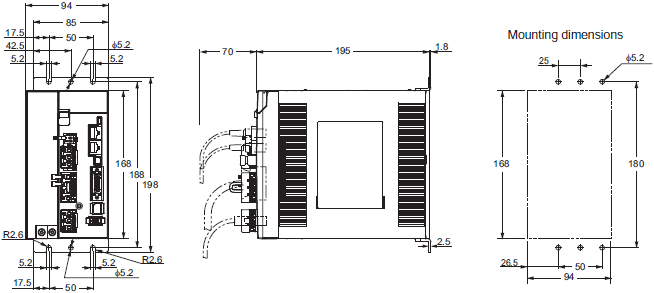 R88L-EC, R88D-KN[]-ECT-L Dimensions 8 