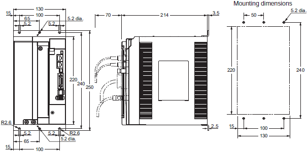 R88L-EC, R88D-KN[]-ECT-L Dimensions 9 