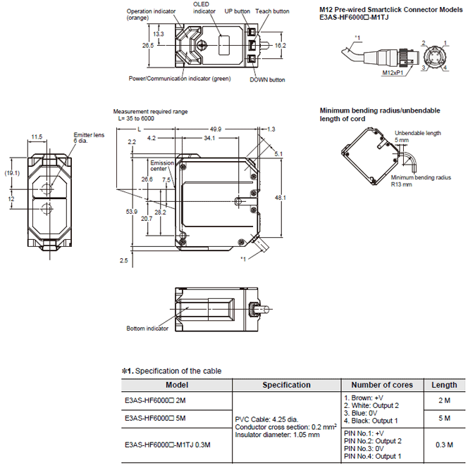 E3AS-HF Series Dimensions 3 