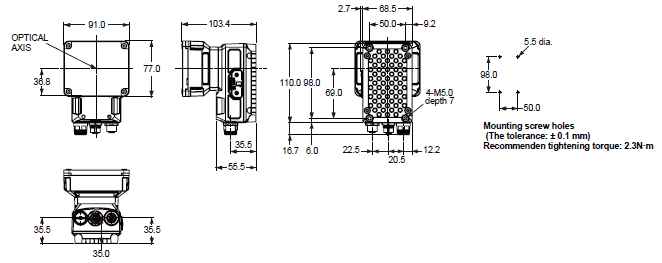 FHV7-AI Series Dimensions 2 