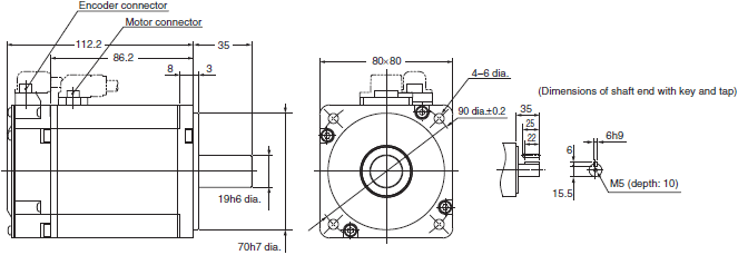 R88M-K, R88D-KN[]-ECT Dimensions 26 